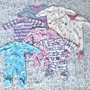 Assorted Bundle of Girls 0-3 M Footie Pajamas